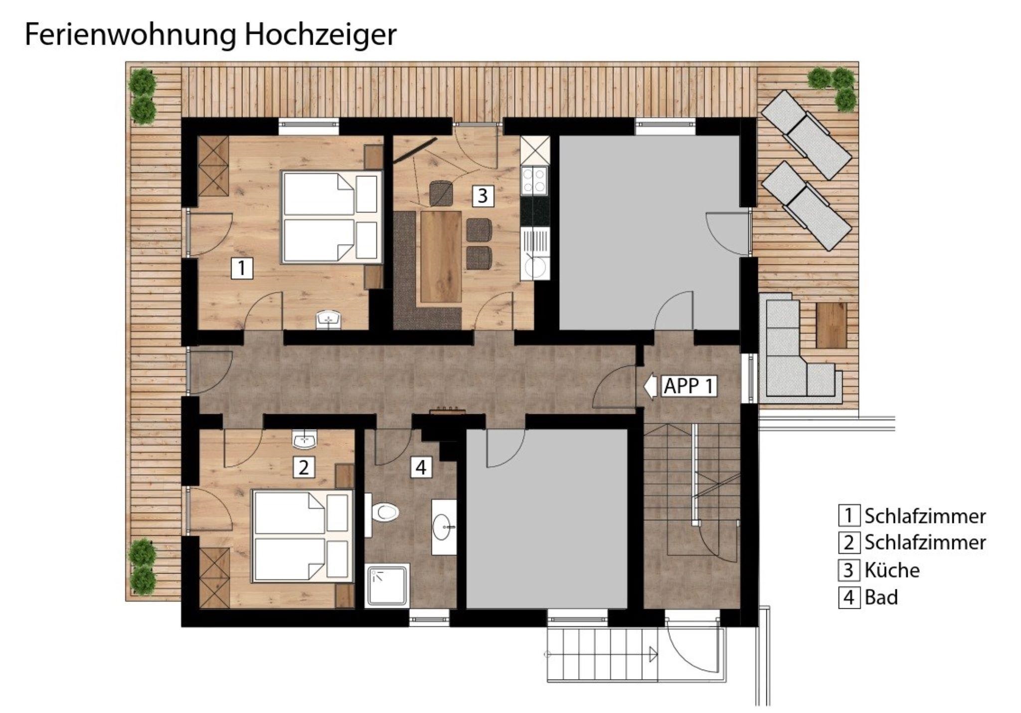 Grundriss der Ferienwohnung Hochzeiger