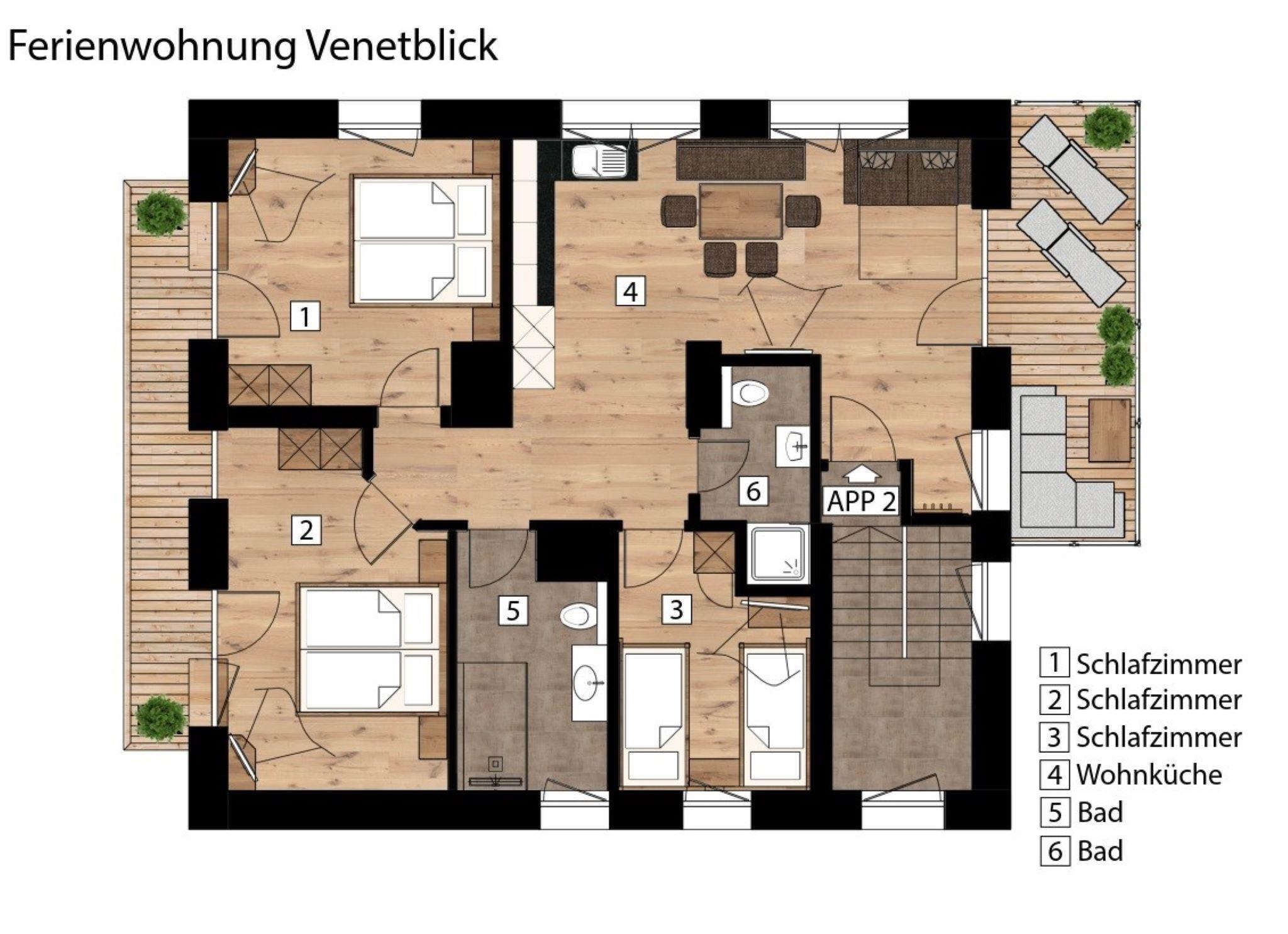 Grundriss der Ferienwohnung Venetblick